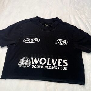 Darc Sport SHE Wolves Bodybuilding Club Cropped Tee XS Black